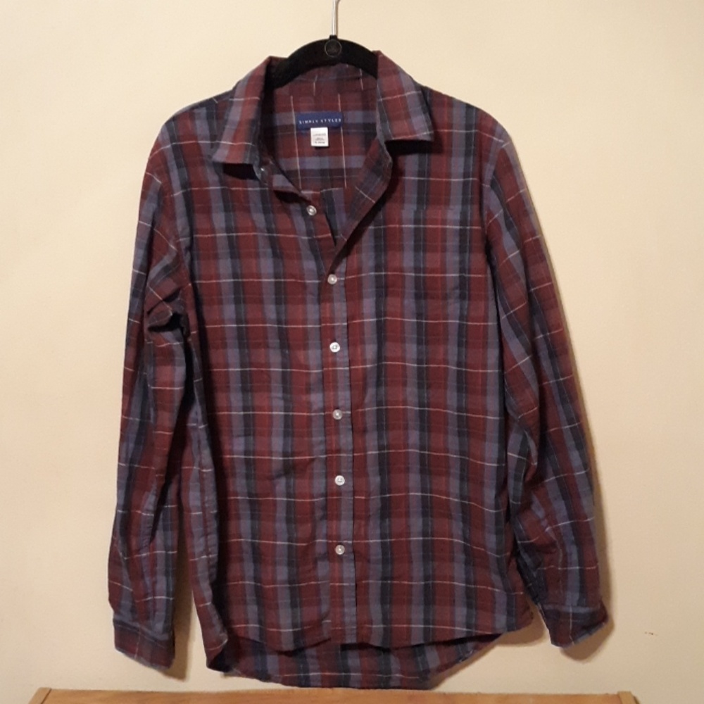 Simply Stated Plaid Button Red Blue Boys size XL